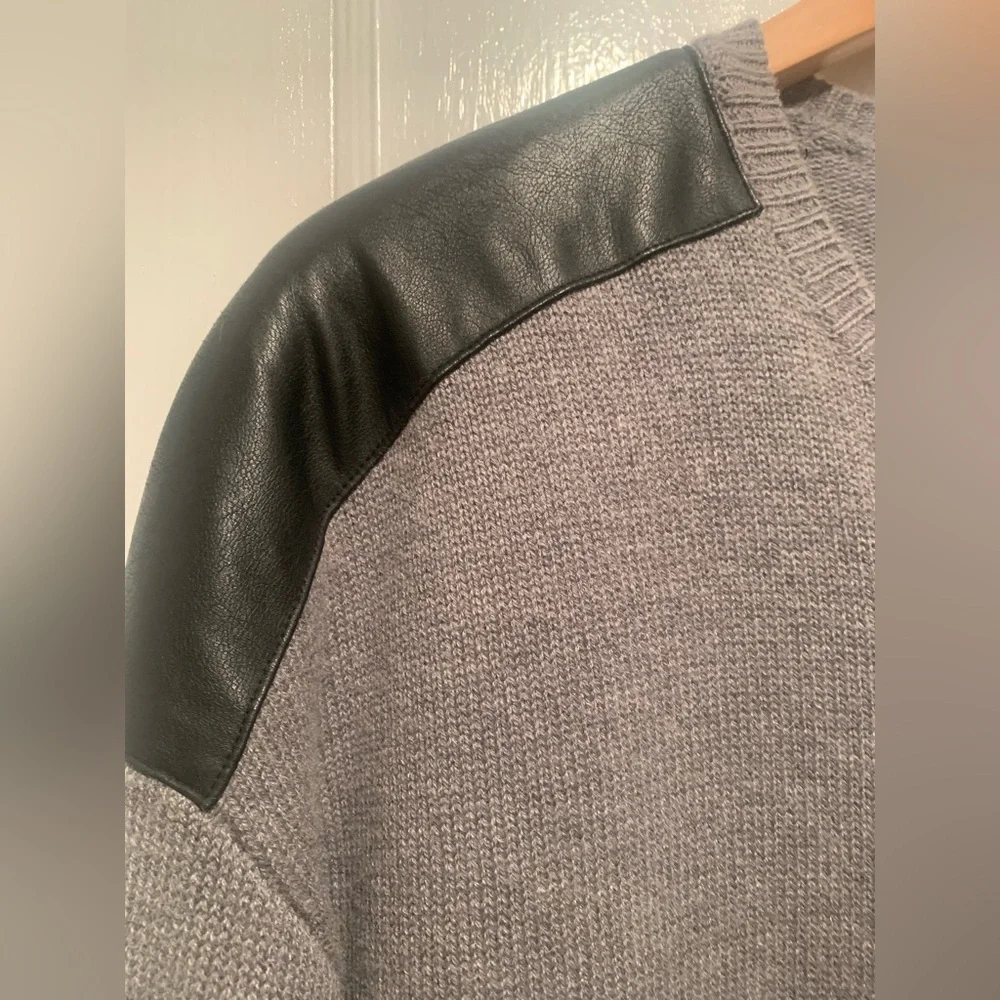 BCBGMaxAzria Gray Sweater with Black Shoulder Detail S